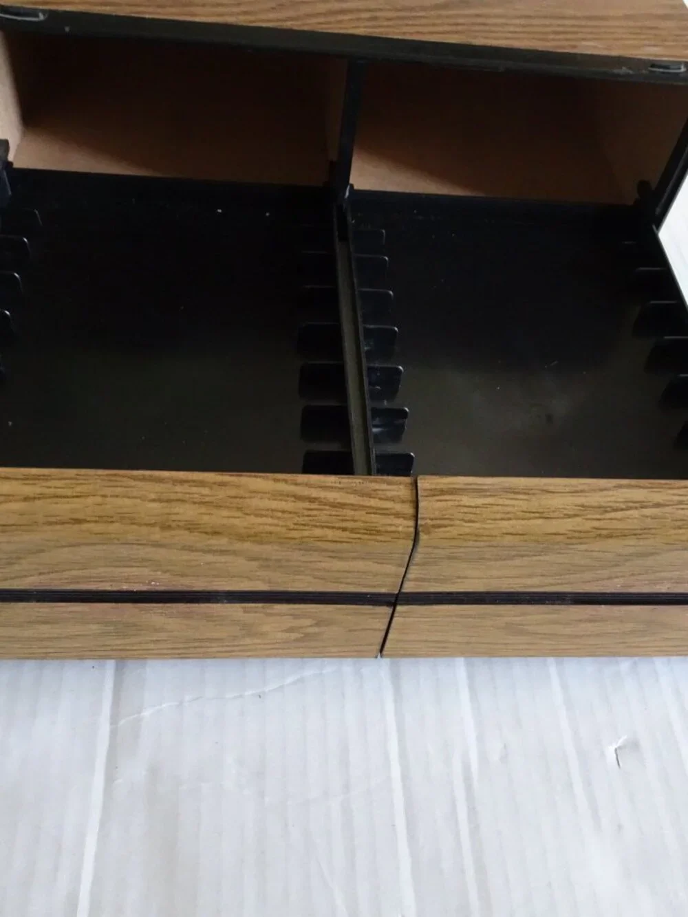 VHS Tape Two Drawer Storage Case - Organizer - Holds 20 Tapes - Faux Wood